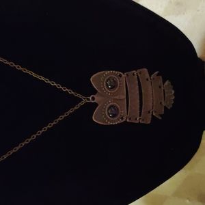 Vintage Brass or Brass Tone Articulated Owl Necklace